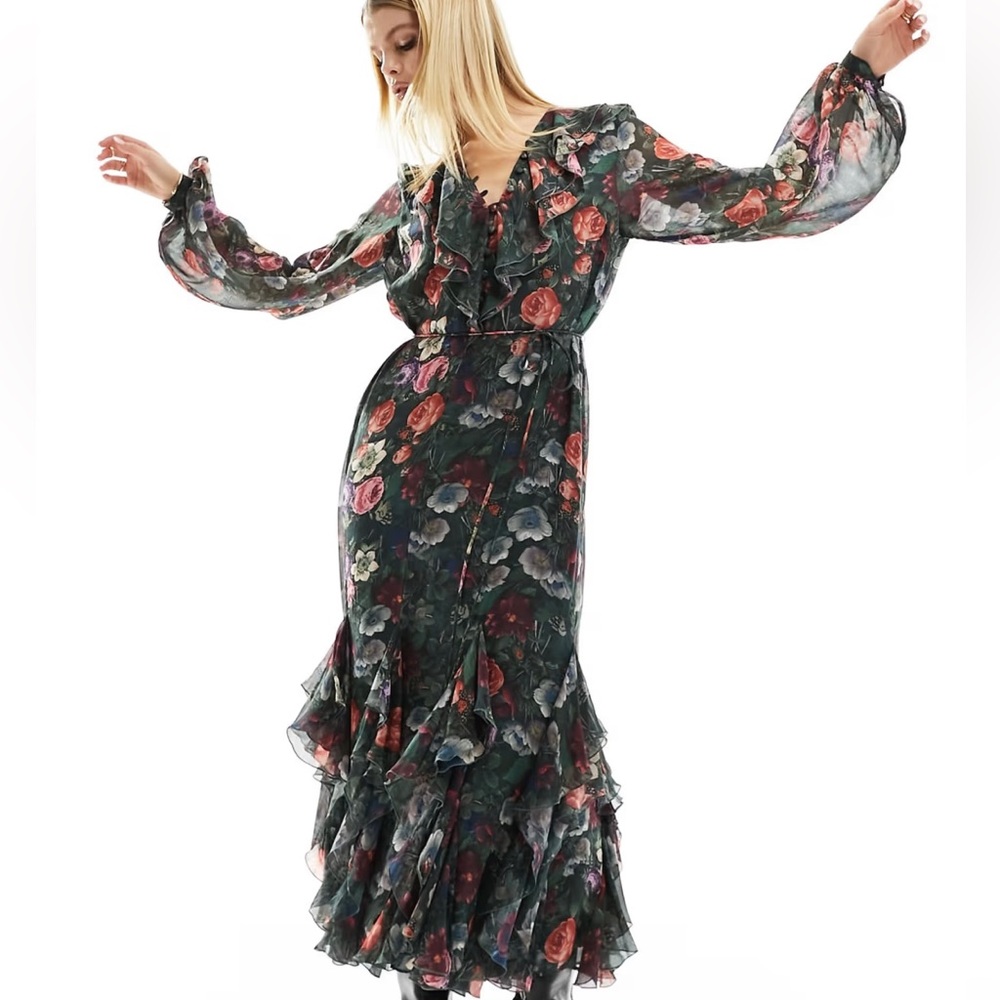 & OTHER STORIES | GREEN FLORAL | MIDI DRESS | SIZE EURO 40 US 8